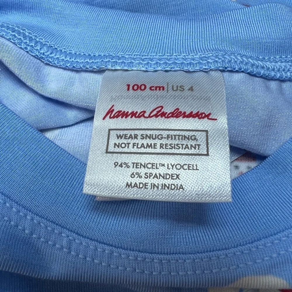 Hanna Andersson Light Blue Pajama Set with Snowman Print size 4 Soft NWT